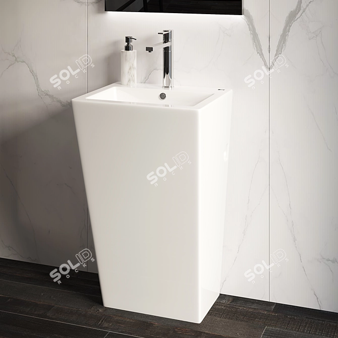 Modern Monoblock Washbasin: Ceramica Nova CN1808_850 3D model image 2