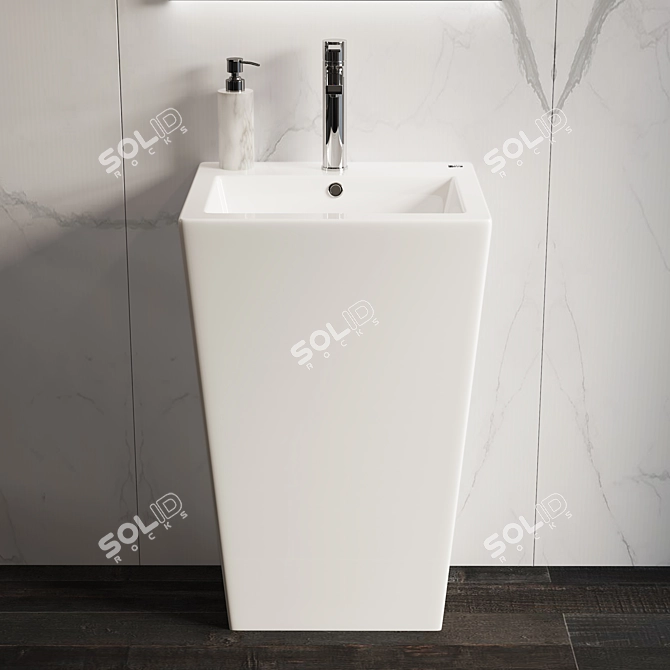 Modern Monoblock Washbasin: Ceramica Nova CN1808_850 3D model image 3