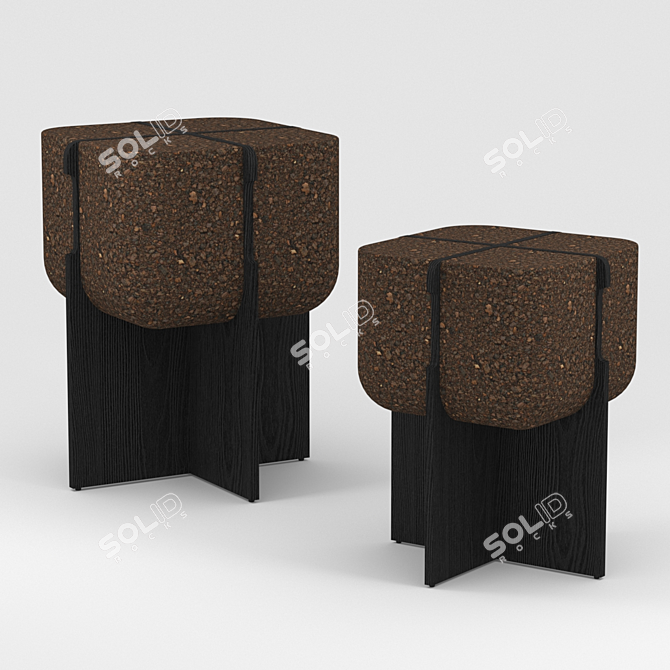 Contemporary Cork Chair: Bolota Quad 3D model image 1