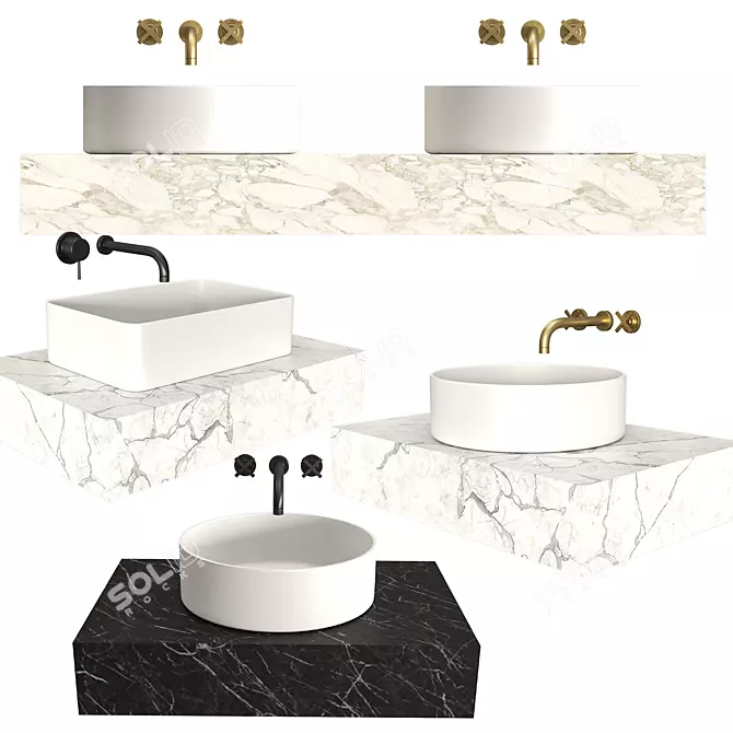 Title: Shiro Console Washbasin 3D model image 1