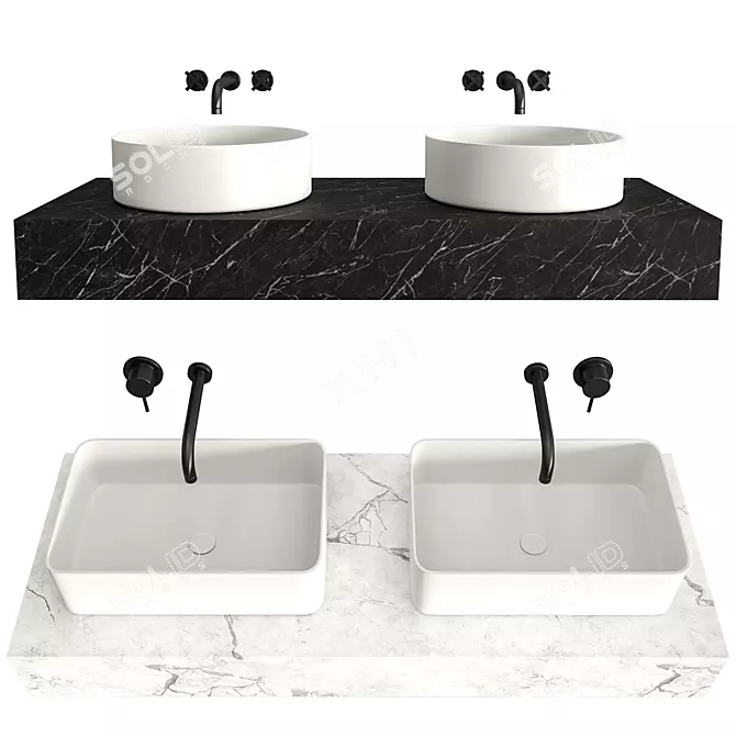 Title: Shiro Console Washbasin 3D model image 3