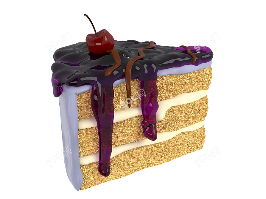 Jammy Delight: Heavenly Cake Bite 3D model image 1