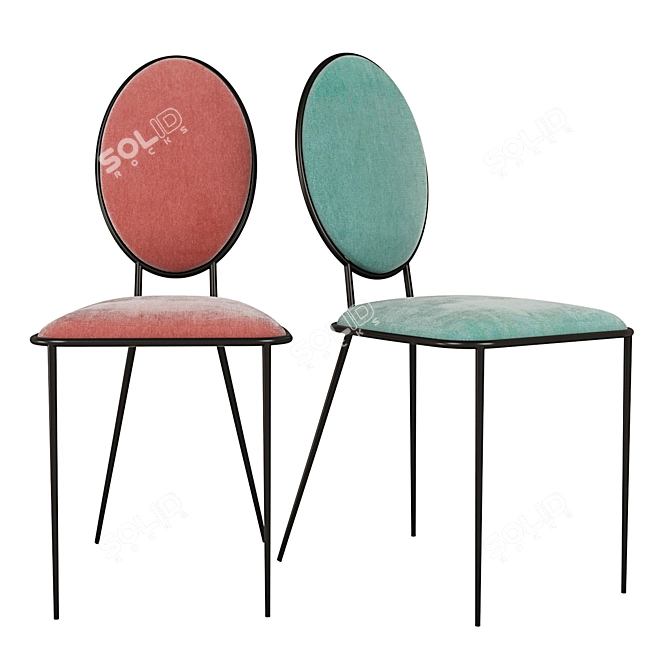 French Novani Chairs in Mint and Pink Colors 3D model image 1