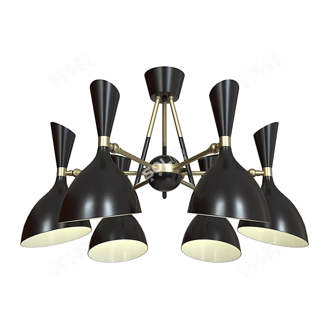 Elegant Modern Black Metal Chandelier 3D model image 2