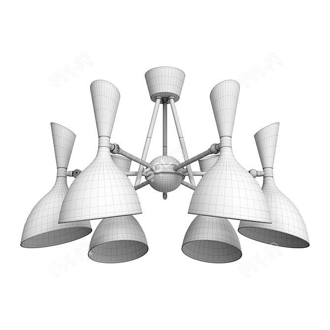 Elegant Modern Black Metal Chandelier 3D model image 3