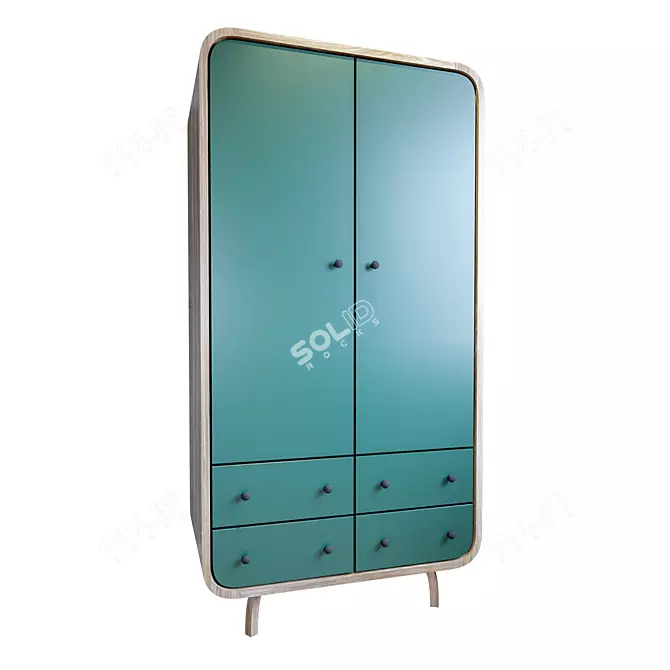  Scandi Green Ash Wardrobe 3D model image 1