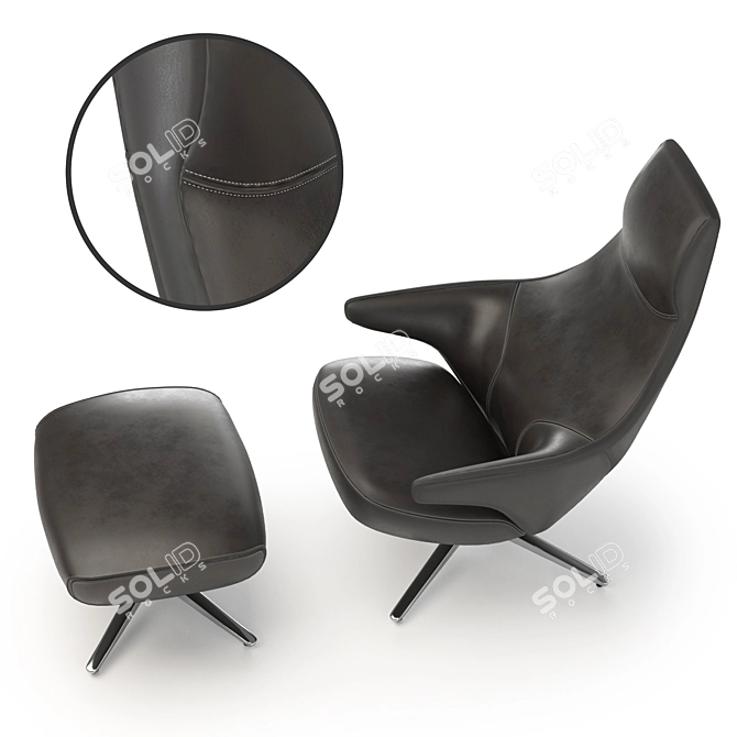 Elegant Italian Armchair Jay Lounge 3D model image 2