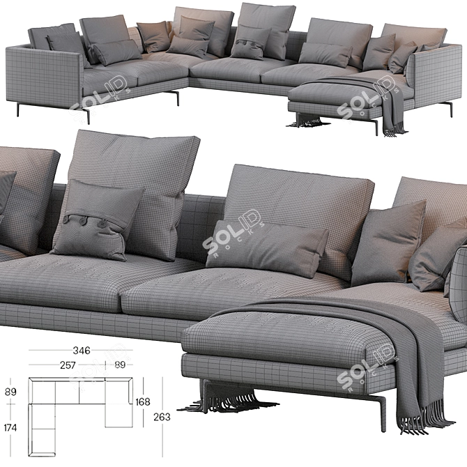 1333 Flamingo Zanotta Modular Sofa 3D model image 4