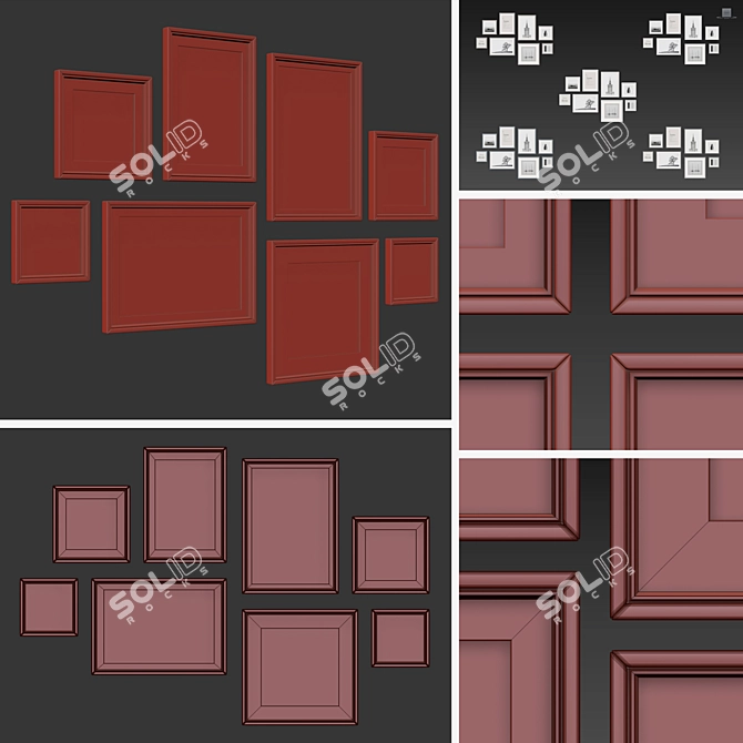  Versatile Frames Set - 8 Sizes & 5 Colors 3D model image 5