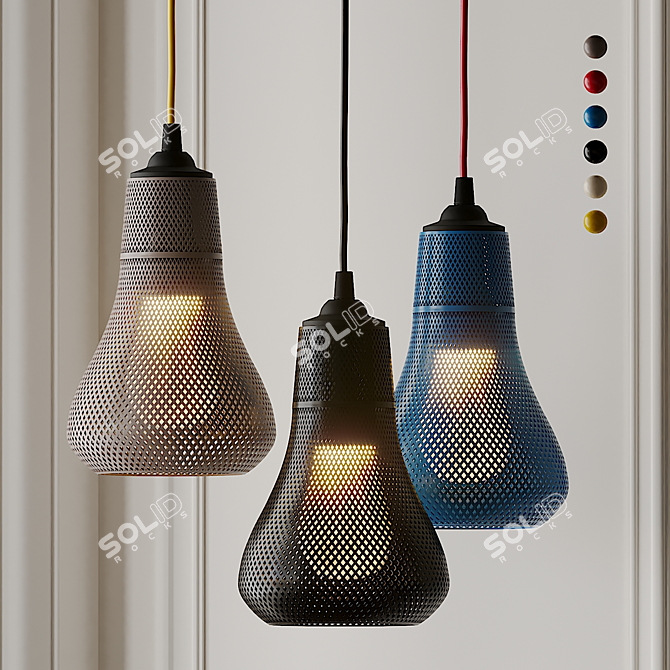 Elegant Kayans Pendant Light 3D model image 1