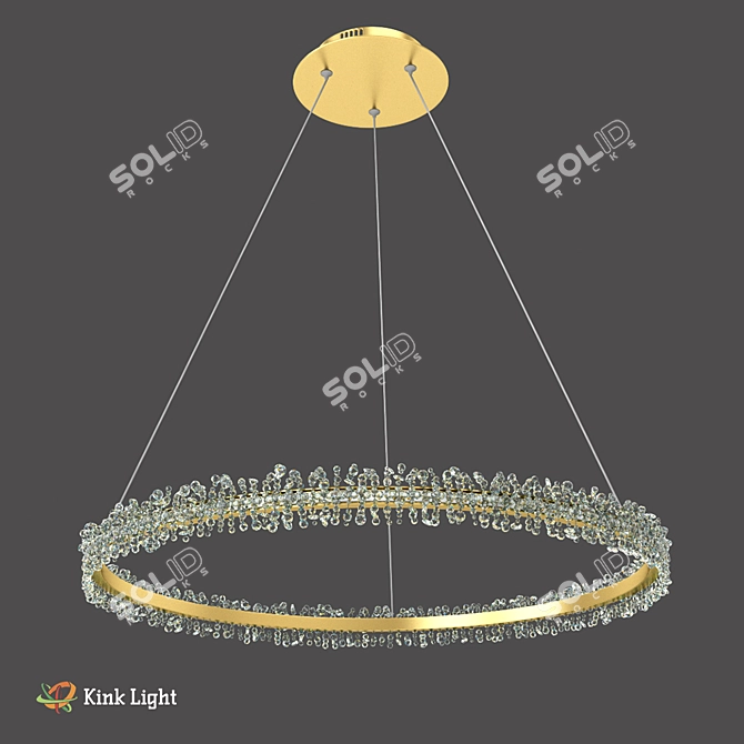 Golden Acrylic LED Suspension - 110cm Height 3D model image 1