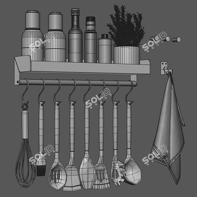 Modern Kitchen Decor Set 3D model image 4