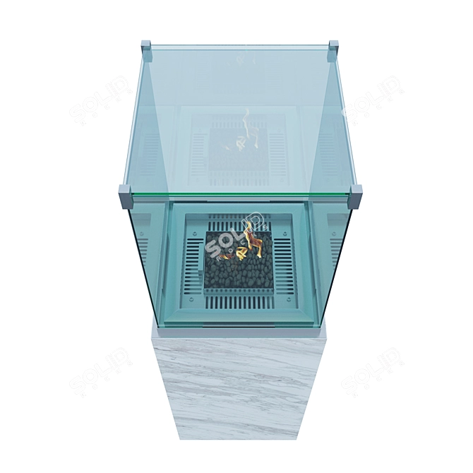 Sleek Neocube Outdoor Fireplace 3D model image 2