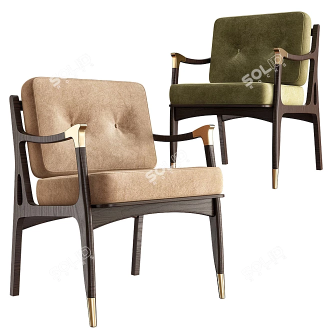 Elegant Haverhill Velvet Armchair 3D model image 1