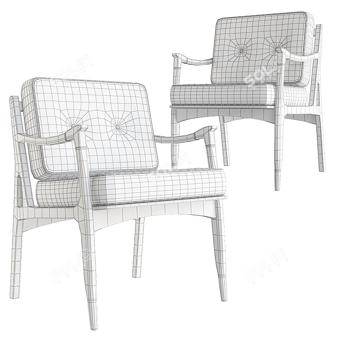 Elegant Haverhill Velvet Armchair 3D model image 2