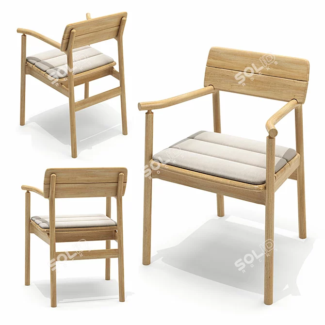 Tanso Armchair & Table Set 3D model image 2