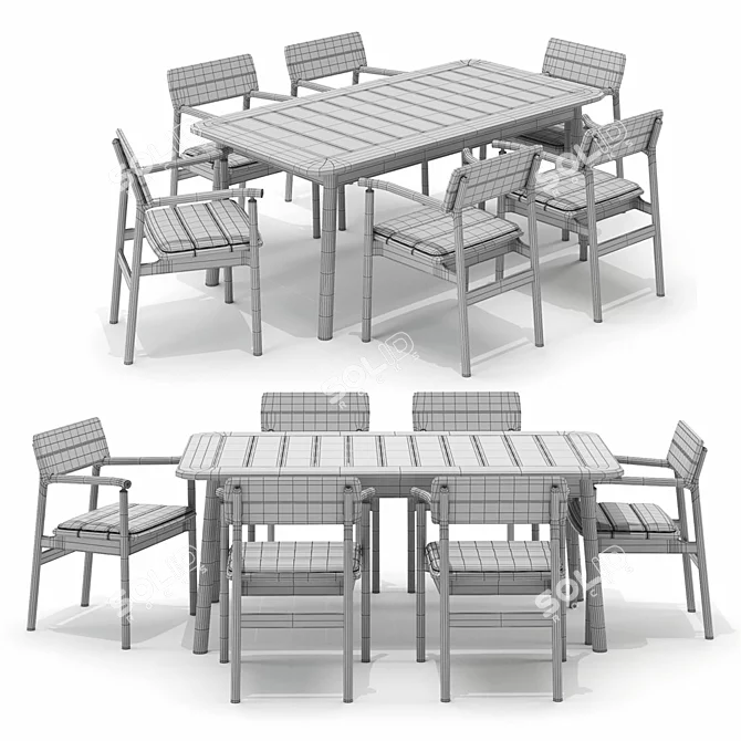 Tanso Armchair & Table Set 3D model image 4