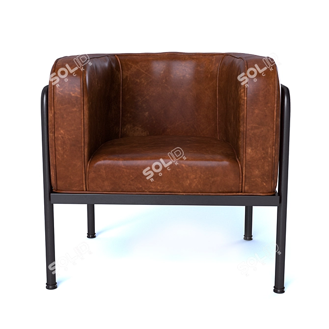 Vintage Leather Barrel Chair 3D model image 2