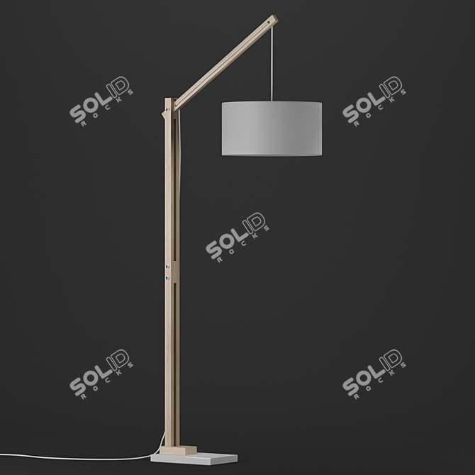 Natural Wood Floor Lamp: Riaz La Forma 3D model image 1