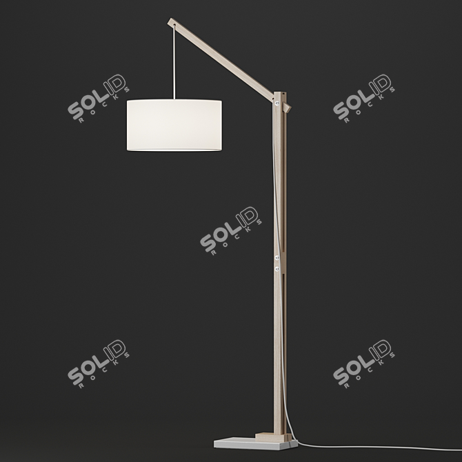 Natural Wood Floor Lamp: Riaz La Forma 3D model image 2