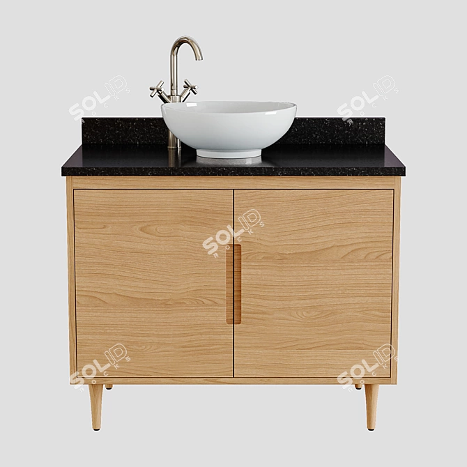 Natural Teak Vessel Sink Vanity - 36 3D model image 2