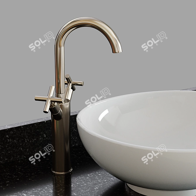 Natural Teak Vessel Sink Vanity - 36 3D model image 3