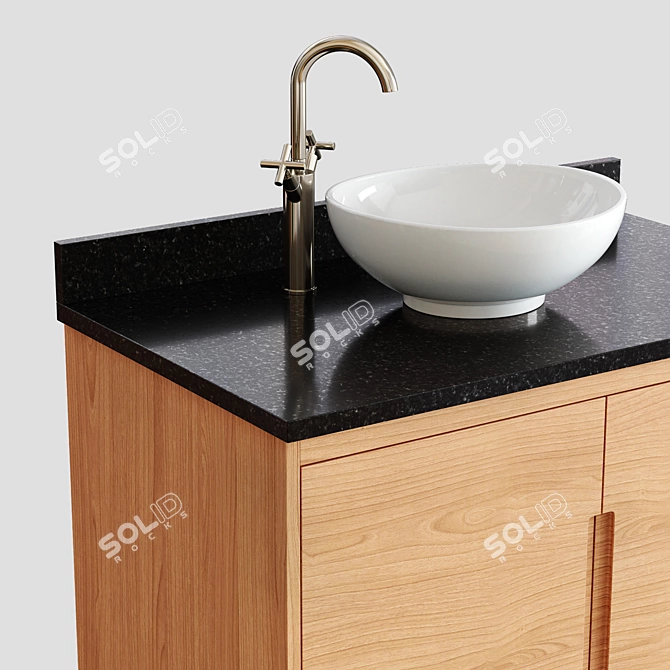 Natural Teak Vessel Sink Vanity - 36 3D model image 4