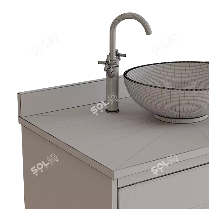 Natural Teak Vessel Sink Vanity - 36 3D model image 5