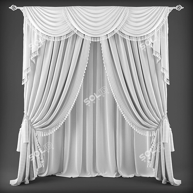 Sleek Polyester Curtains 3D model image 2