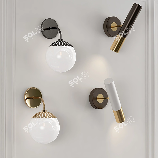 Elegant Wall Lamp Set 3D model image 1