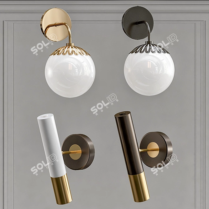 Elegant Wall Lamp Set 3D model image 2