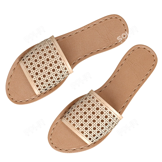 Eco-Woven Vegan Rattan Slides 3D model image 2