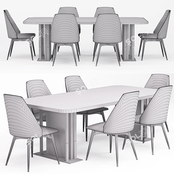 Modern Dining Table Set 3D model image 5