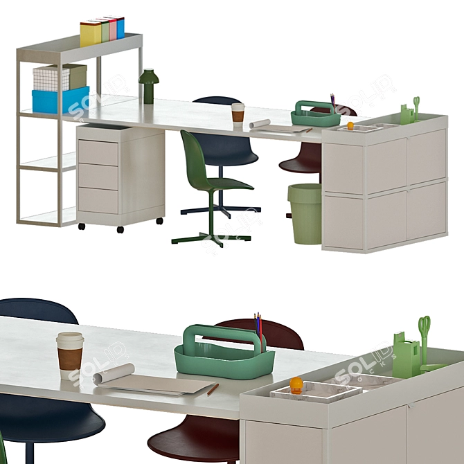 Modern Office Workstation Set 3D model image 1