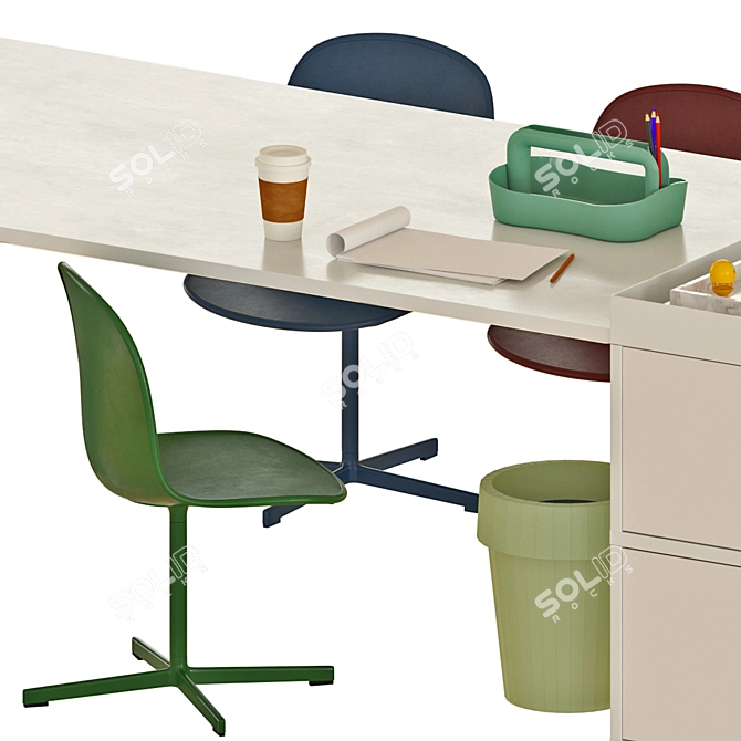 Modern Office Workstation Set 3D model image 4