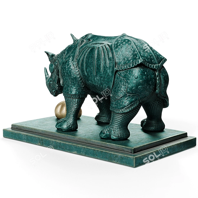 Dali's Rhinoceros: Lace-Clad Bronze Sculpture 3D model image 4