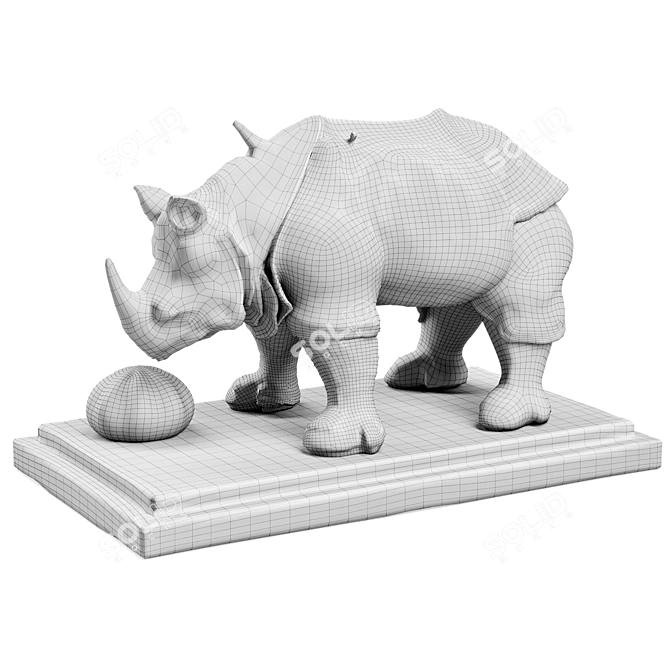 Dali's Rhinoceros: Lace-Clad Bronze Sculpture 3D model image 5