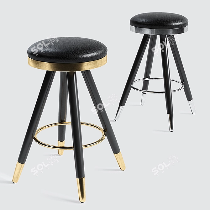 Modern Leather Bar Stool 3D model image 1