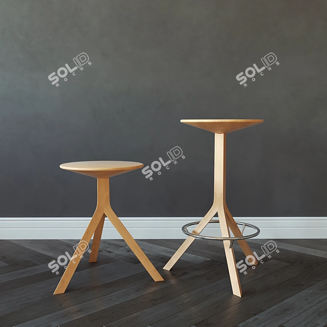 Elegant Alison Brooks Kitchen Stool 3D model image 3