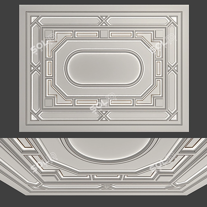 Elegant Banquet Hall Ceiling 3D model image 3