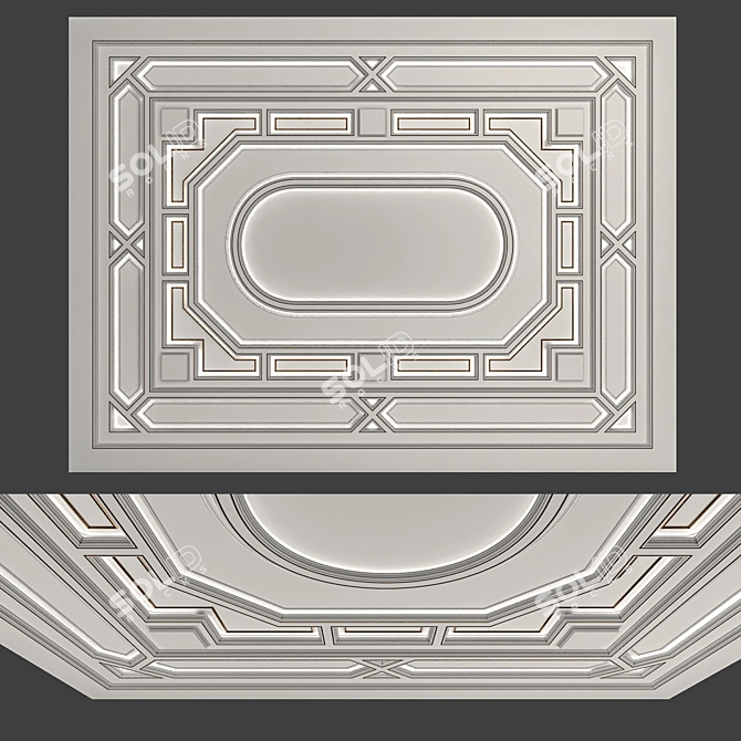 Elegant Banquet Hall Ceiling 3D model image 4