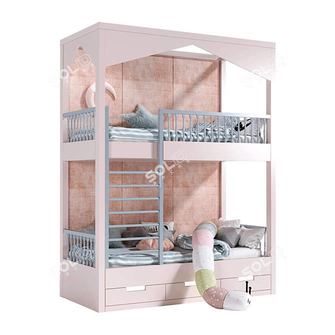 Extra Space Kids Bed: 2-in-1 Design 3D model image 2