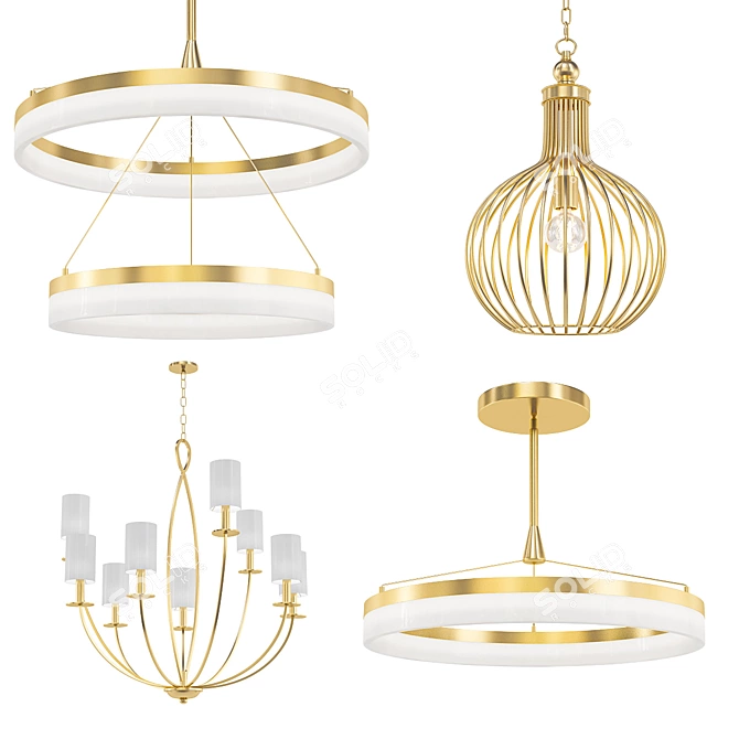 Modern Gold Chandelier Collection 3D model image 1
