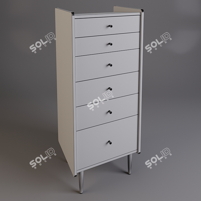 Retro Walnut Chest with Colorful Drawers: RONDA 3D model image 5