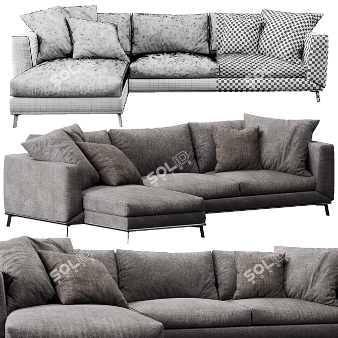 Elegant Boconcept Fargo Chaise Lounge 3D model image 4