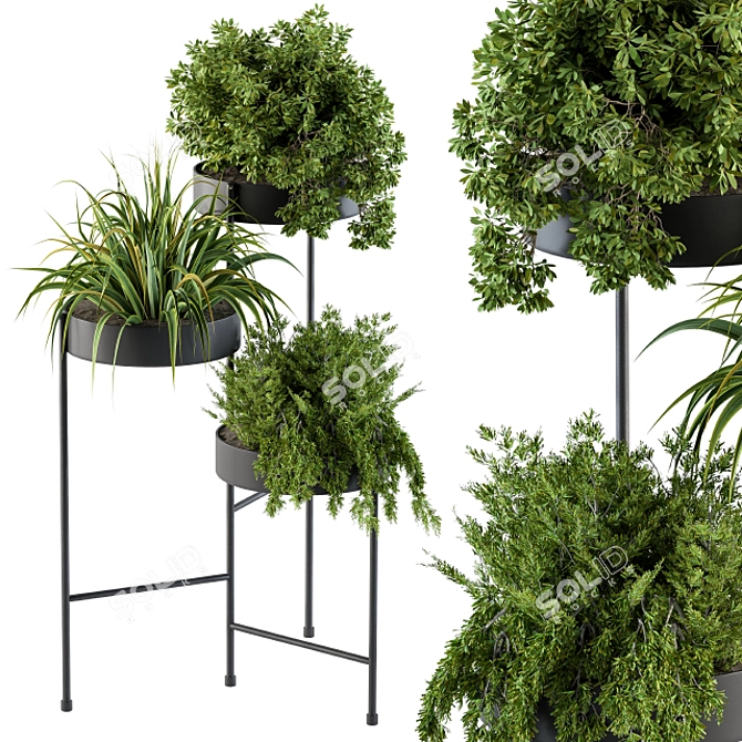 Sleek Black Planter Box 3D model image 1