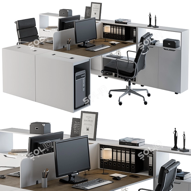 White Formal Office Set 3D model image 1