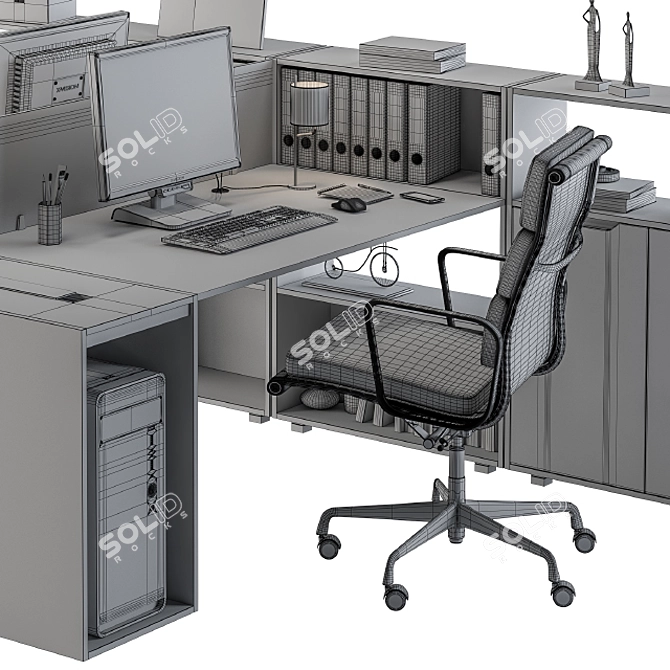 White Formal Office Set 3D model image 4