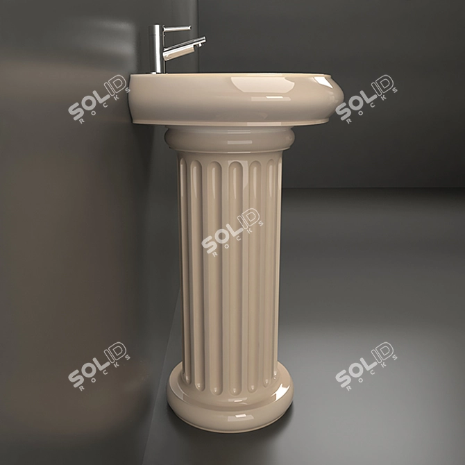 Sleek Ceramic Wash Basin 3D model image 1