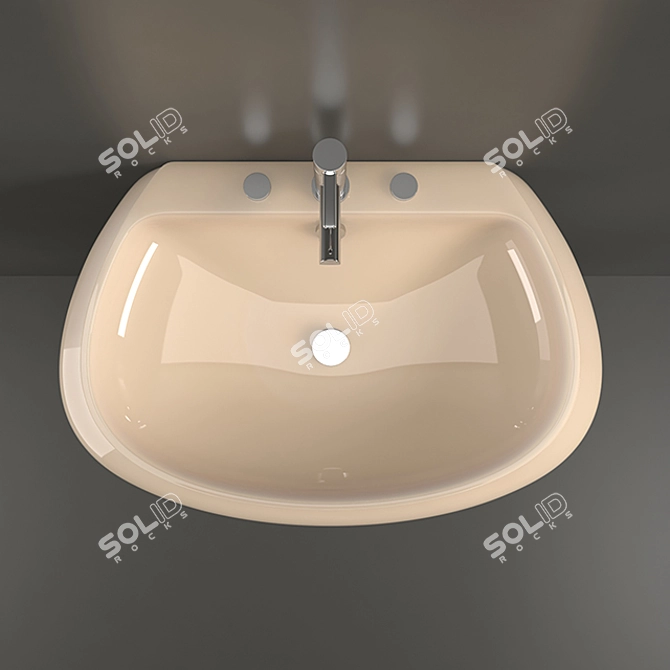 Sleek Ceramic Wash Basin 3D model image 2